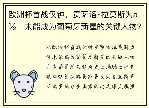 欧洲杯首战仅钟，贡萨洛·拉莫斯为何未能成为葡萄牙新星的关键人物？